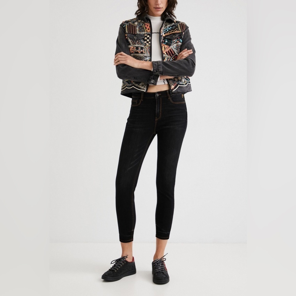 Desigual unique rare Black Jean sequence Jacket